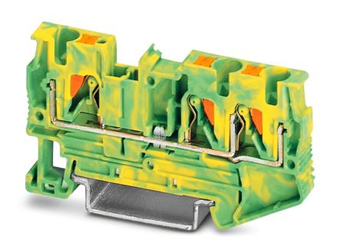 Phoenix Contact 3-Way PT 4-TWIN-PE Earth Terminal Block, 0.2mm², 6 mm², 10AWG, 24 AWG Wire, Push-in, Polyamide Housing