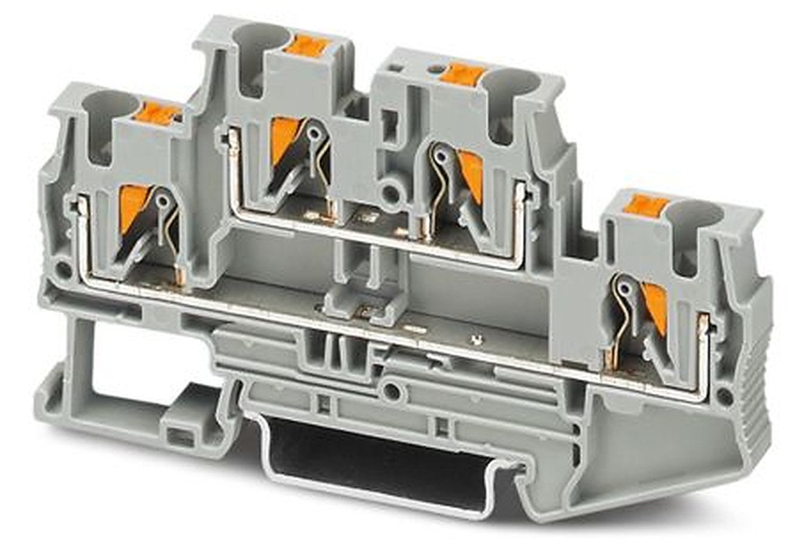 Phoenix Contact 3211791 PTTB 4 RD Series Double Level Terminal Block Red, 0.2mm², 6 mm², 2-Level, Push-in, IECEx/ATEX