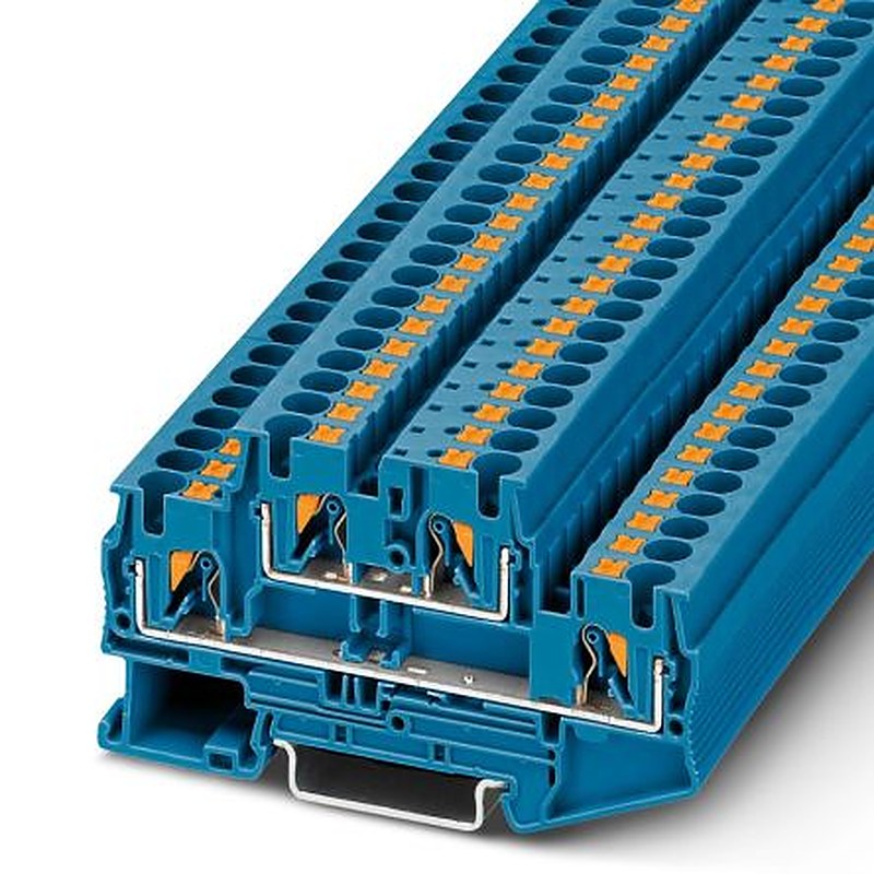 Phoenix Contact 3211793 PTTB 4 BU Series Double Level Terminal Block Blue, 0.2mm², 6 mm², 2-Level, Push-in, ATEX, IECEx