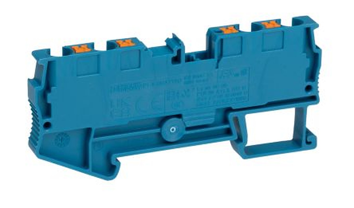 Phoenix Contact 3211802 PT 4-QUATTRO BU Series Feed Through Terminal Block Blue, 0.2mm², 6 mm², 1-Level, Push-in, ATEX