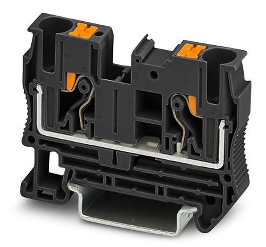 Phoenix Contact 3211814 PT 6 Series Feed Through Terminal Block Black, 10mm², 1-Level, Push-in, IECEx/ATEX
