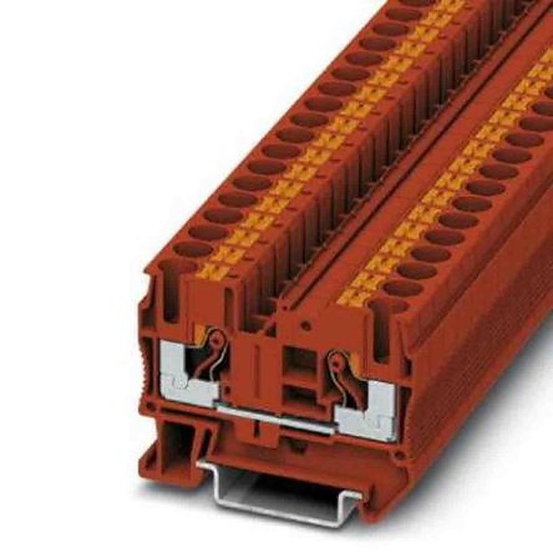 Phoenix Contact 3211815 PT 6 Series Feed Through Terminal Block Red, 0.5mm², 10 mm², 1-Level, Push-in, IECEx/ATEX
