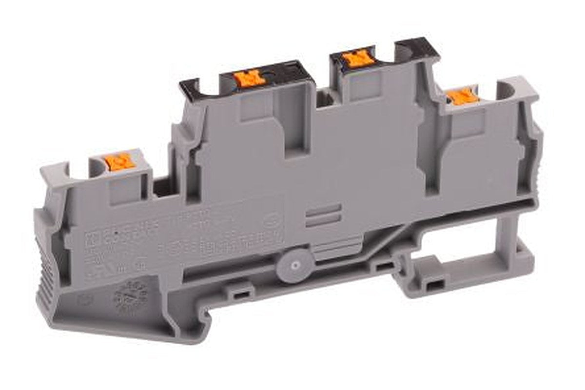 Phoenix Contact 3211825 PTTB 4-PV Series Double Level Terminal Block Grey, 0.2mm², 6 mm², 2-Level, Push-in, IECEx, ATEX