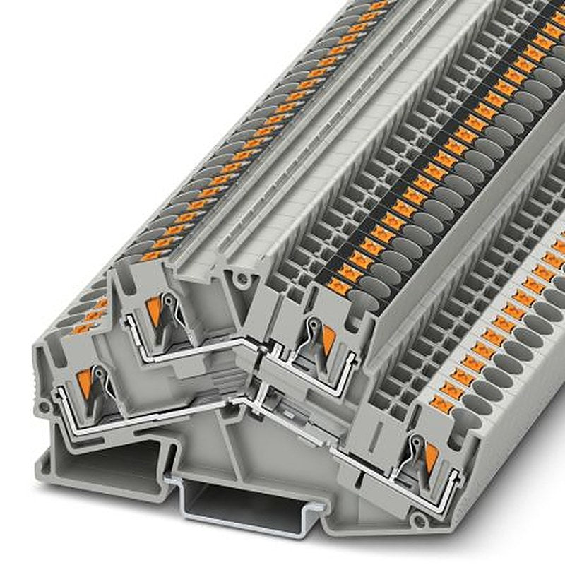Phoenix Contact 3211848 PTTBS 4-PV Series Double Level Terminal Block Grey, 0.2mm², 6 mm², 2-Level, Push-in, IECEx/ATEX