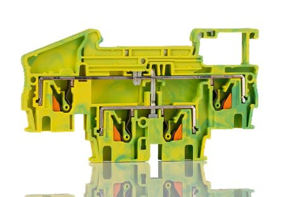 Phoenix Contact 4-Way PTTB 4-PE Earth Terminal Block, 0.2mm², 6 mm², 10AWG, 24 AWG Wire, Push-in, Polyamide Housing,