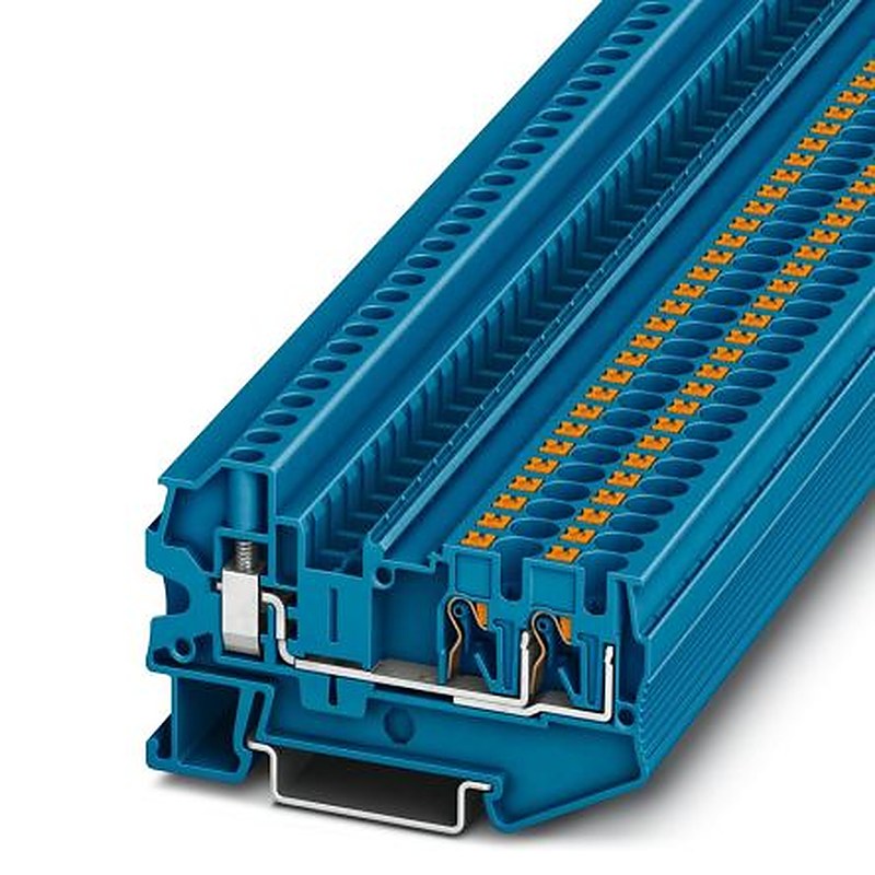 Phoenix Contact 3211860 PTU 4-TWIN BU Series Feed Through Terminal Block Blue, 1-Level, Push-in