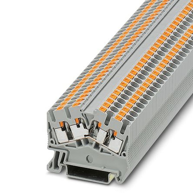 Phoenix Contact 3211993 PTS 2.5-QUATTRO Series Feed Through Terminal Block Grey, 0.14mm², 4 mm², 1-Level, Push-in,