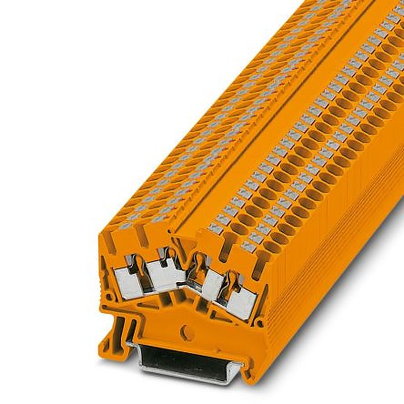 Phoenix Contact 3211994 PTS 2.5-QUATTRO OG Series Feed Through Terminal Block Orange, 0.14mm², 4 mm², 1-Level, Push-in