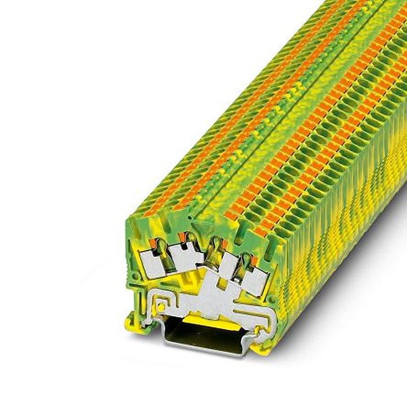 Phoenix Contact 4-Way PTS 2.5-QUATTRO-PE Earth Terminal Block, 4mm², 12AWG, 26 AWG Wire, Push-in, Polyamide Housing,