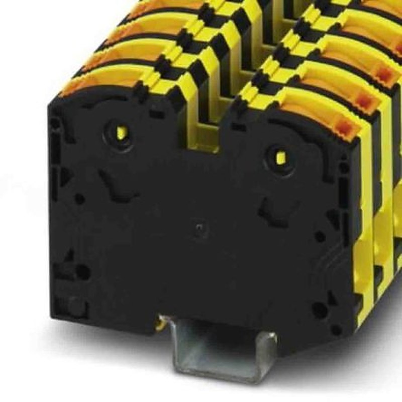 Phoenix Contact 3212081 PTPOWER 35 Series Non-Fuse DIN Rail Terminal Black, Yellow, 2.5mm², 35 mm², 1-Level, Screw