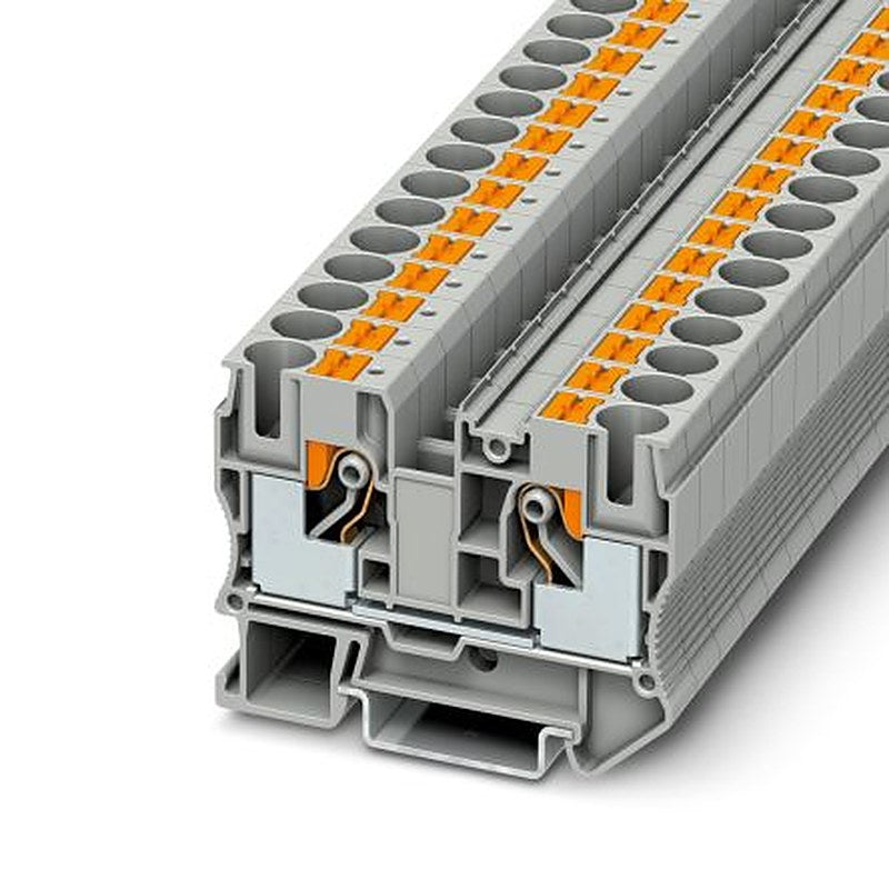 Phoenix Contact 3212120 PT 10 Series Feed Through Terminal Block Grey, 0.5mm², 16 mm², 1-Level, Push-in, IECEx, ATEX