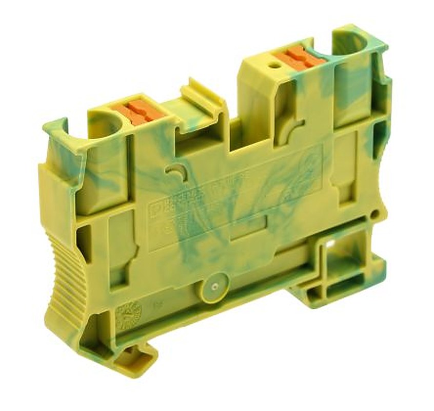 Phoenix Contact 3212131 PT 10-PE Series Earth Terminal Block Yellow, Green, 0.5mm², 16 mm², 1-Level, Push-in, IECEx,
