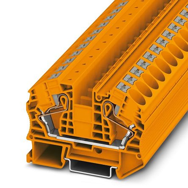 Phoenix Contact 3212144 PT 16 N OG Series Feed Through Terminal Block Orange, 25mm², 1-Level, Push-in, IECEx/ATEX