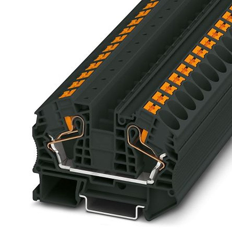 Phoenix Contact 3212145 PT 16 N BK Series Feed Through Terminal Block Black, 25mm², 1-Level, Push-in, IECEx/ATEX