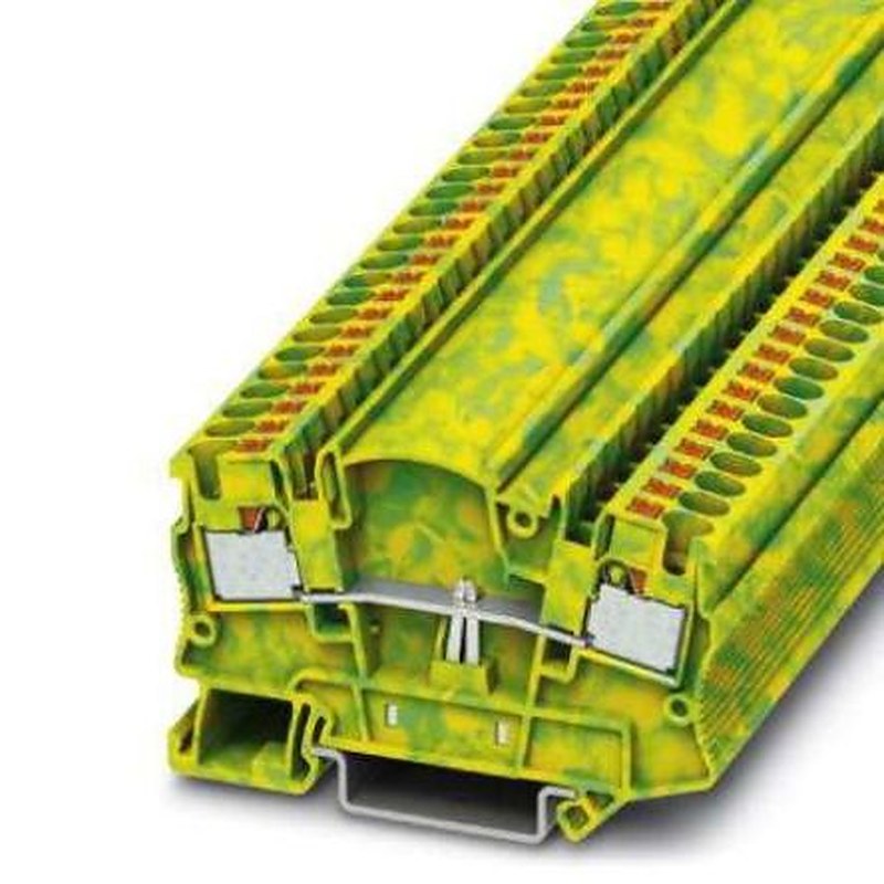 Phoenix Contact 2-Way DIN Rail Ground Terminal Block, 6mm², 10AWG, 24 AWG Wire, Push-in, Polyamide Housing
