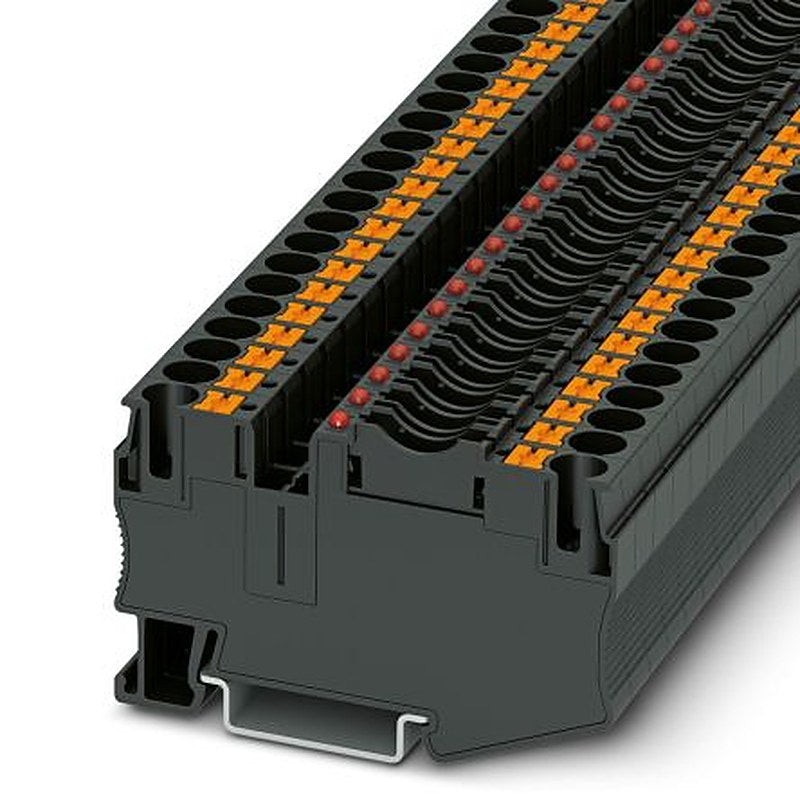 Phoenix Contact 3212172 PT 6 Series Fuse Modular Terminal Block Black, 10mm², 1-Level, Push-in