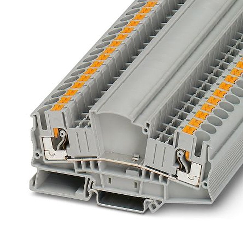 Phoenix Contact 3212183 PTMED 6 Series Feed Through Terminal Block Grey, 0.5mm², 10 mm², 1-Level, Push-in