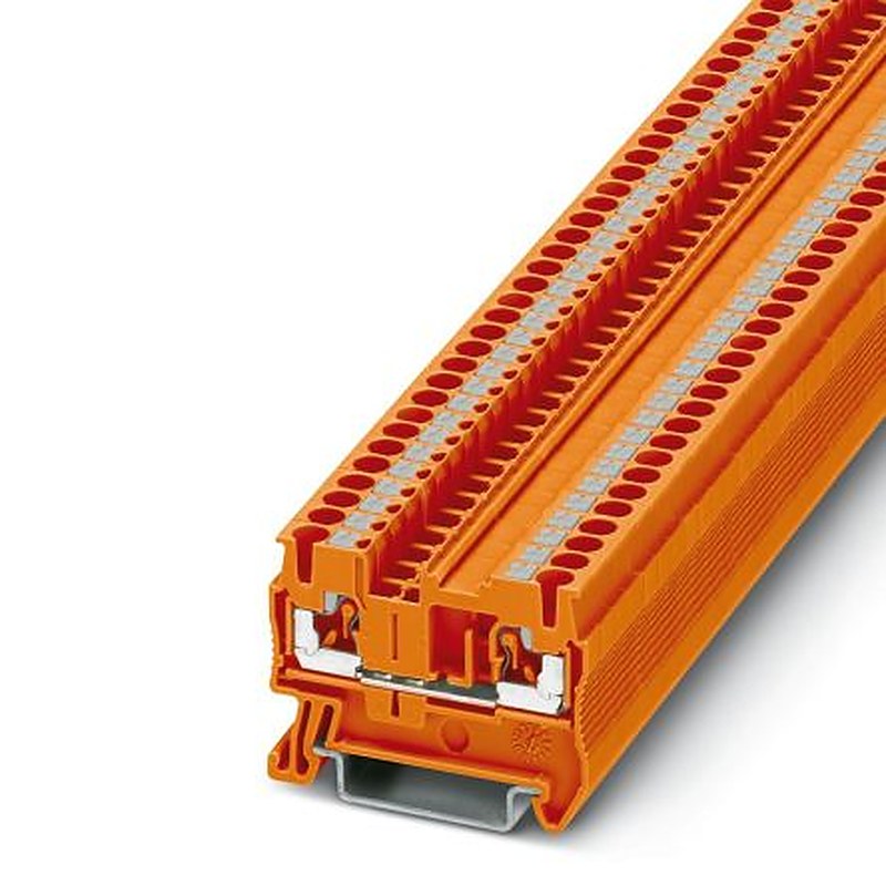 Phoenix Contact 3212329 PT 2 Series Feed Through Terminal Block Orange, 4mm², 1-Level, Push-in, IECEx/ATEX