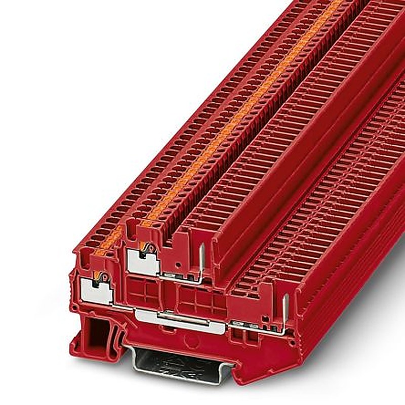 Phoenix Contact 3212443 PTTB 1.5/S/2P RD Series Double Level Terminal Block Red, 0.14mm², 1.5 mm², 2-Level, Push-in
