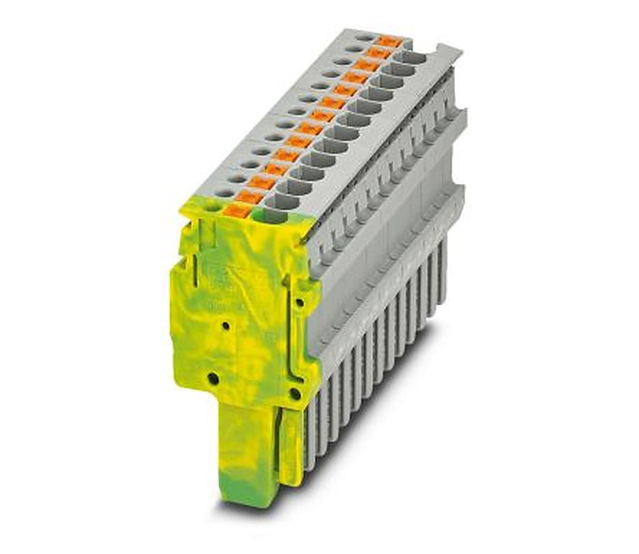Phoenix Contact PP-H 1.5/S/14 (1GNYE/13GY) Series Pluggable Terminal Block, 14-Contact, 3.5 mm Pitch, 1 Row, 3212634