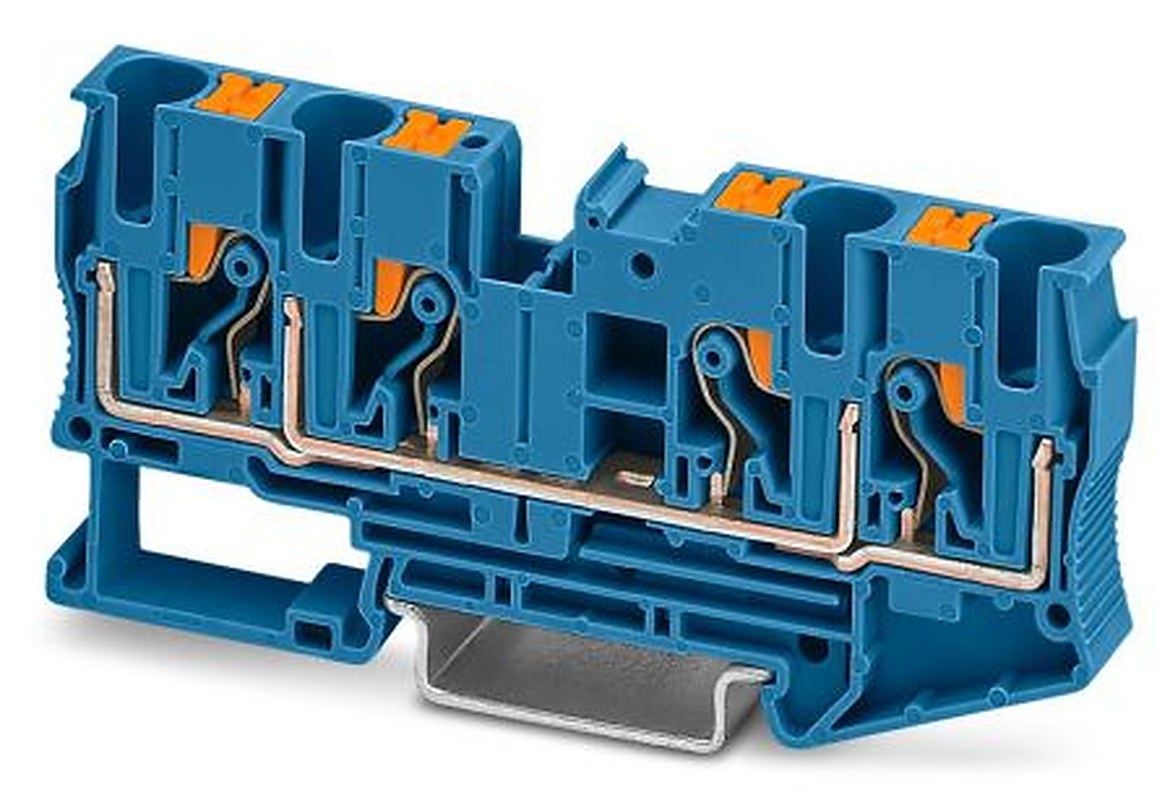 Phoenix Contact 3212947 PT 6-QUATTRO BU Series Feed Through Terminal Block Grey, 1-Level, Push-in