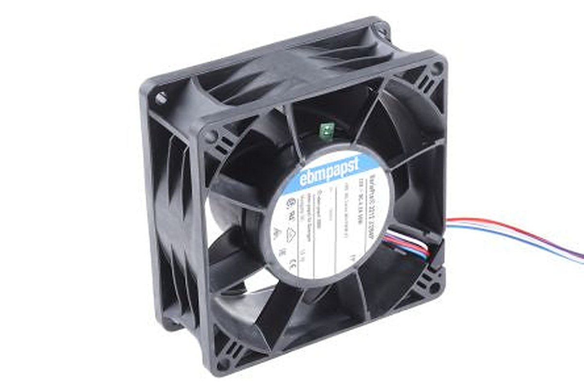 ebm-papst 3200 J - S-Force Series Axial Fan, 12V dc, 280 m³/h, 50 W, 4.16 A Max, IP68 92 mm 92mm 38 mm