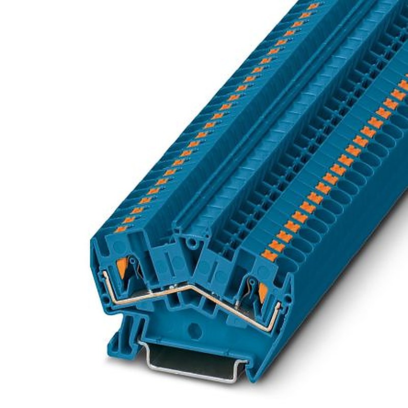 Phoenix Contact 3213602 PTS 4 BU Series Feed Through Terminal Block Blue, 0.2mm², 6 mm², 1-Level, Push-in, IECEx/ATEX