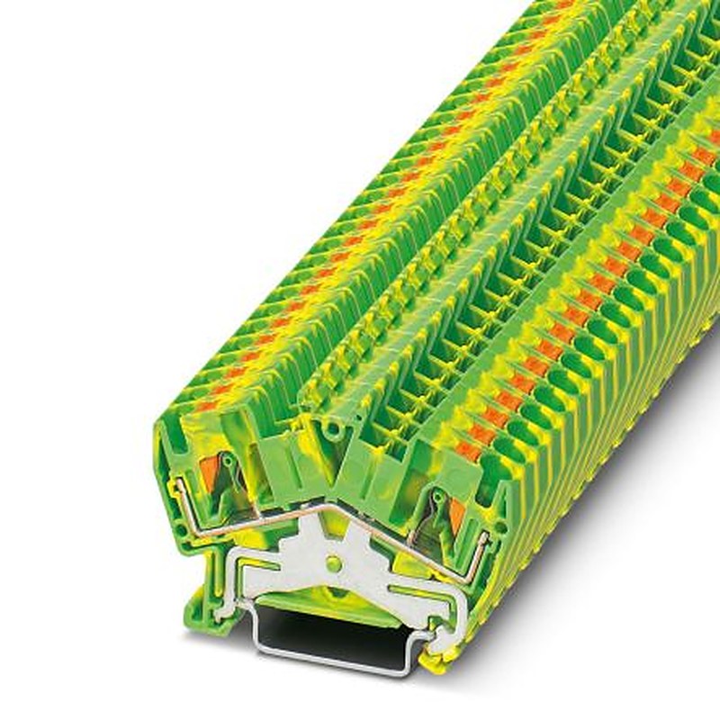Phoenix Contact 3213603 PTS 4-PE Series Earth Terminal Block Green, Yellow, 0.2mm², 6 mm², 1-Level, Push-in