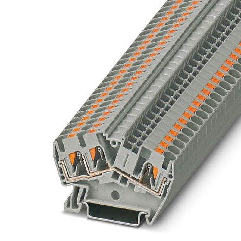 Phoenix Contact 3213604 PTS 4-TWIN Series Feed Through Terminal Block Grey, 0.2mm², 6 mm², 1-Level, Push-in