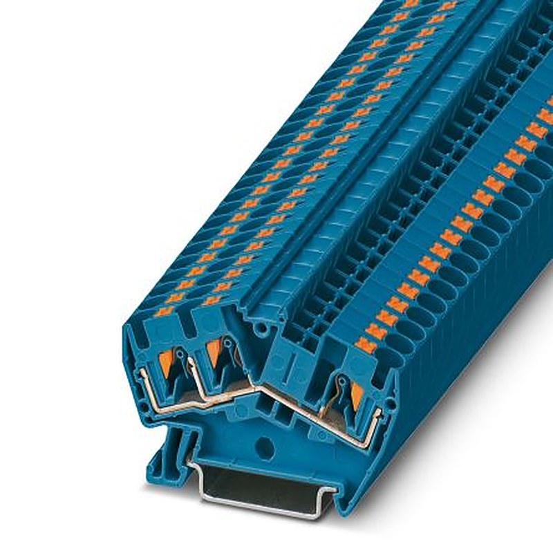 Phoenix Contact 3213605 PTS 4-TWIN BU Series Feed Through Terminal Block Blue, 1-Level, Push-in