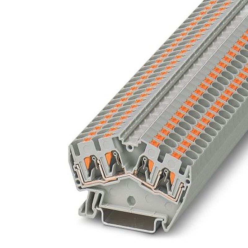 Phoenix Contact 3213607 PTS 4-QUATTRO Series Feed Through Terminal Block Grey, 0.2mm², 6 mm², Push-in