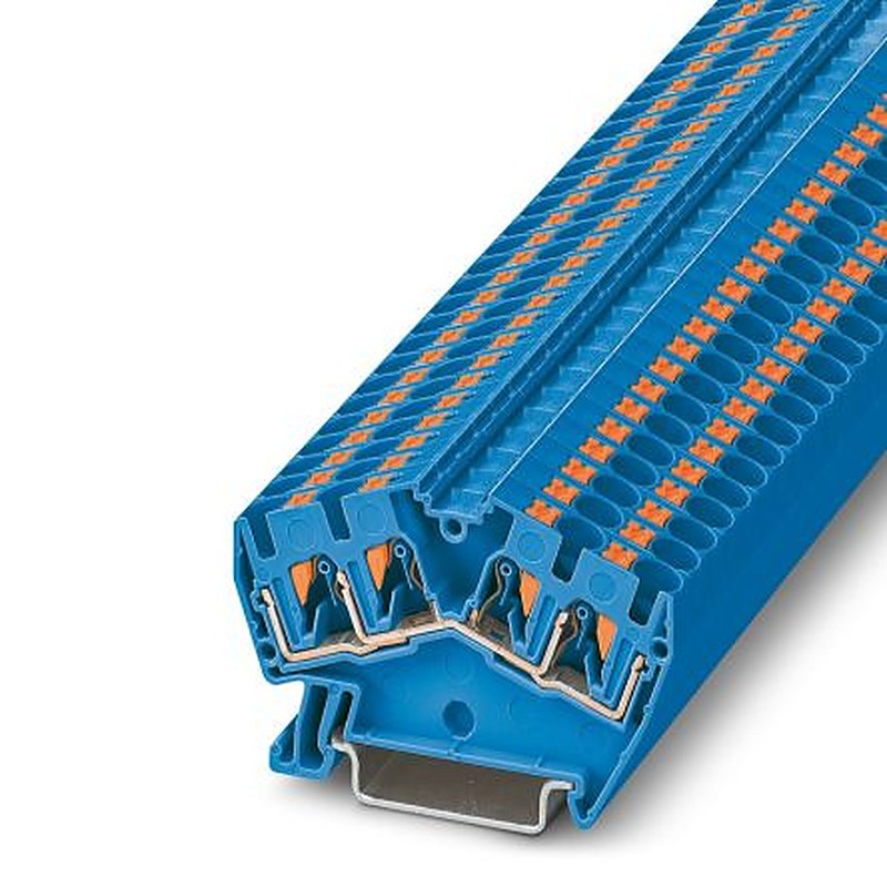 Phoenix Contact 3213608 PTS 4-QUATTRO BU Series Feed Through Terminal Block Blue, 0.2mm², 6 mm², Push-in