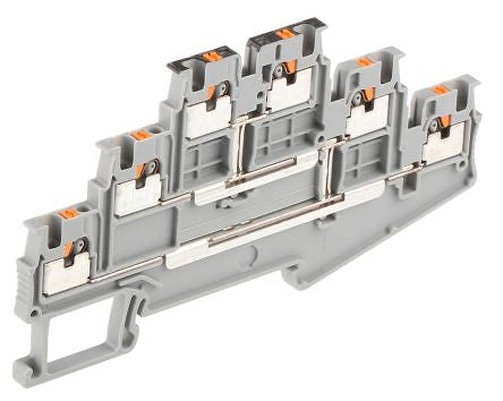Phoenix Contact 3213742 PT 1.5/S-3PV Series Multi Level Terminal Block Grey, 0.14mm², 1.5 mm², 3-Level, Push-in