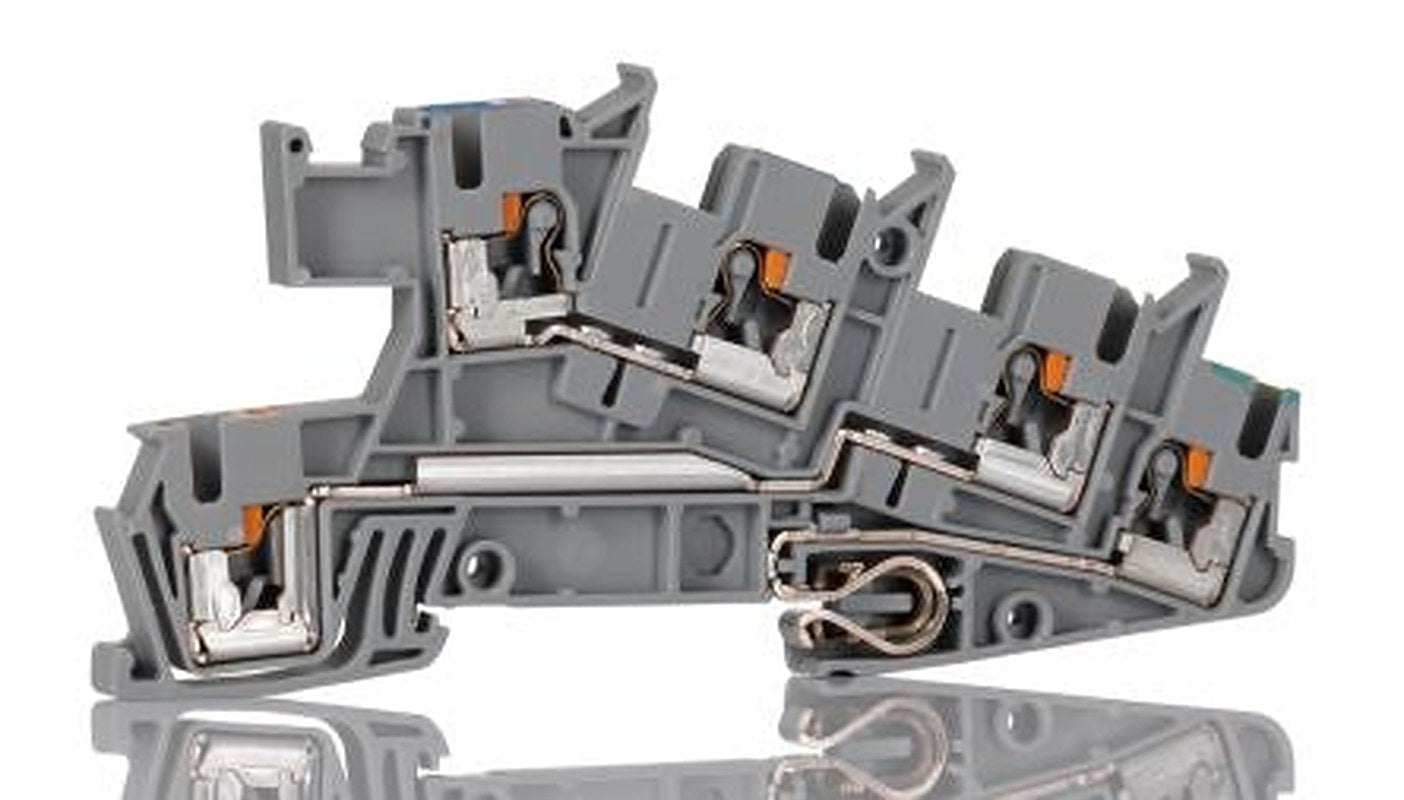 Phoenix Contact 5-Way DIN Rail Earth Terminal Block, 4mm², 12AWG Wire, Push-in, Polyamide Housing