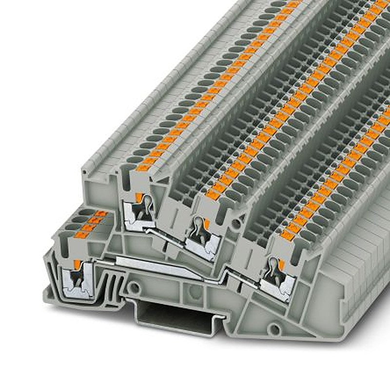 Phoenix Contact PTI Series Non-Fused Terminal Block, 4-Way, 12AWG, 26 AWG Wire, 24A Push-in