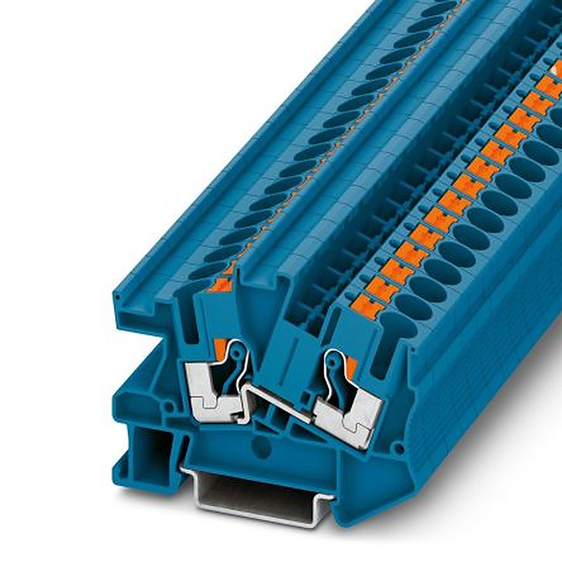 Phoenix Contact PTI Series Non-Fused Terminal Block, 2-Way, 20AWG, 8 AWG Wire, 51A Push-in