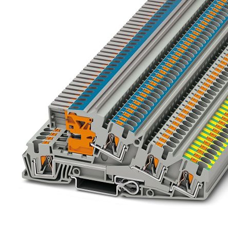 Phoenix Contact 5-Way DIN Rail Earth Terminal Block, 6mm², 10AWG Wire, Push-in, Polyamide Housing