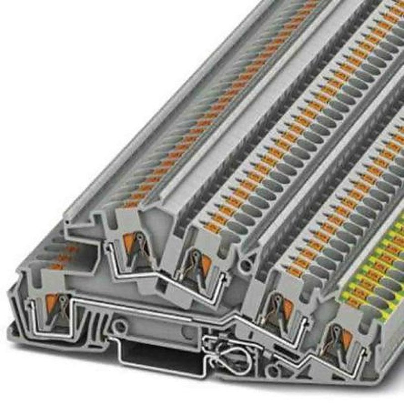 Phoenix Contact 3214050 PTI Series DIN Rail Terminal Block Grey, 0.2mm², 6 mm², 3-Level, Push-in