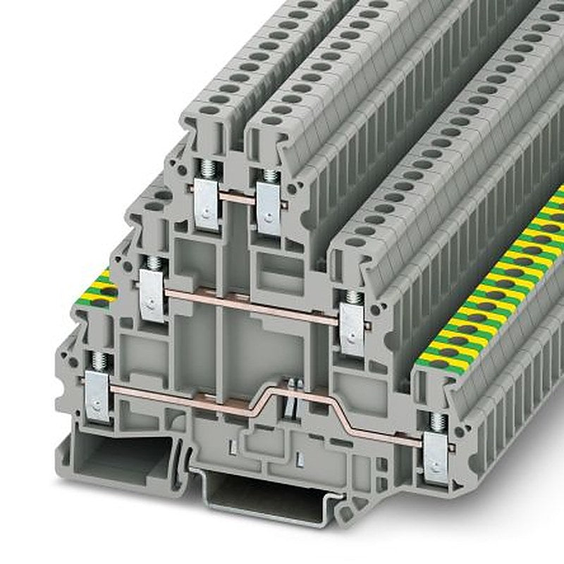 Phoenix Contact 3214301 UT 2.5-PE/L/L Series Multi Level Terminal Block Grey, 2.5mm², 3-Level, Screw