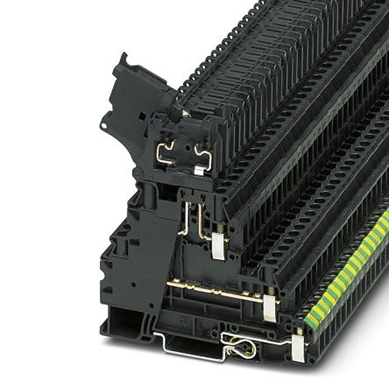 Phoenix Contact 3214320 UT 4-PE/L/HESI (5X20) Series Fuse Modular Terminal Block Black, 2-Level Fused, Screw