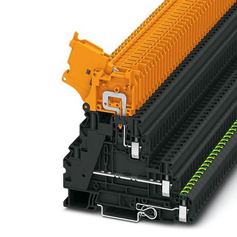 Phoenix Contact 3214324 UT 4-PE/L/HEDI Series Disconnect Terminal Block Black, 0.14mm², 6 mm², 3-Level, Screw