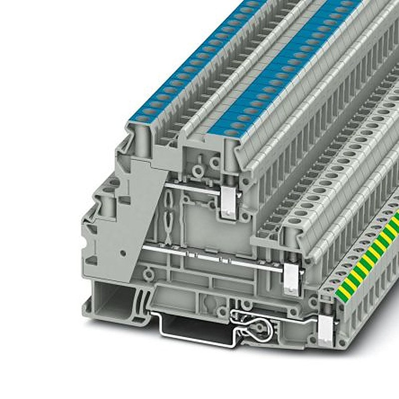 Phoenix Contact 3214361 UT 4-PE/L/N Series Earth Modular Terminal Block Grey, 4mm², 1-Level, Screw