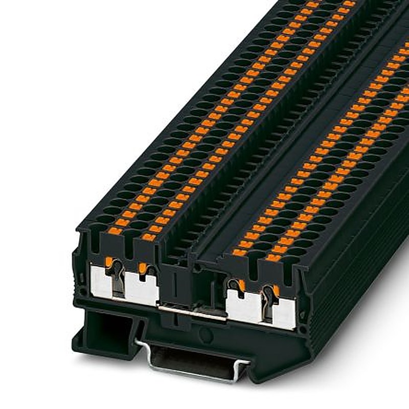 Phoenix Contact 3214424 PT 2.5-QUATTRO BK Series Feed Through Terminal Block Black, 0.14mm², 4 mm², 1-Level, Push-in