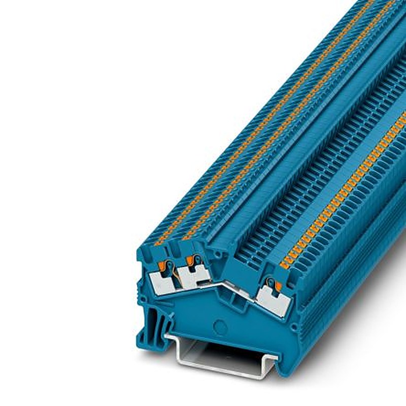 Phoenix Contact 3214592 PTS 1.5/S-TWIN BU Series Feed Through Terminal Block Blue, 0.14mm², 1.5 mm², 1-Level, Push-in,