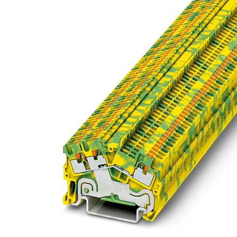 Phoenix Contact 3214602 PTS 1.5/S-TWIN-PE Series Earth Terminal Block Yellow, Green, 0.14mm², 1.5 mm², 1-Level, Push-in,