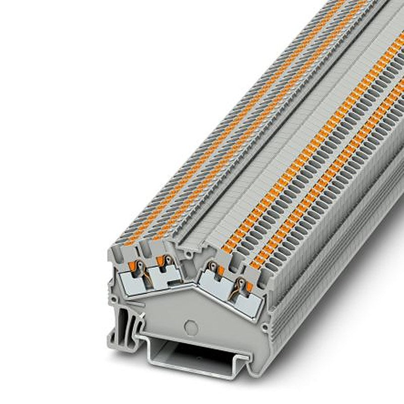 Phoenix Contact 3214615 PTS 1.5/S-QUATTRO Series Feed Through Terminal Block Grey, 0.14mm², 1.5 mm², 1-Level, Push-in,