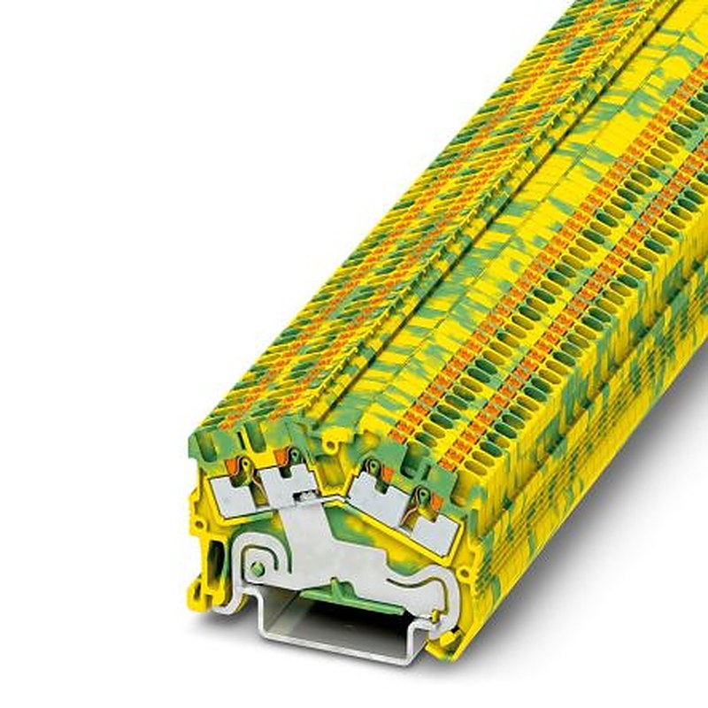Phoenix Contact 3214644 PTS 1.5/S-QUATTRO-PE Series Earth Terminal Block Green, Yellow, 0.14mm², 1.5 mm², 1-Level,