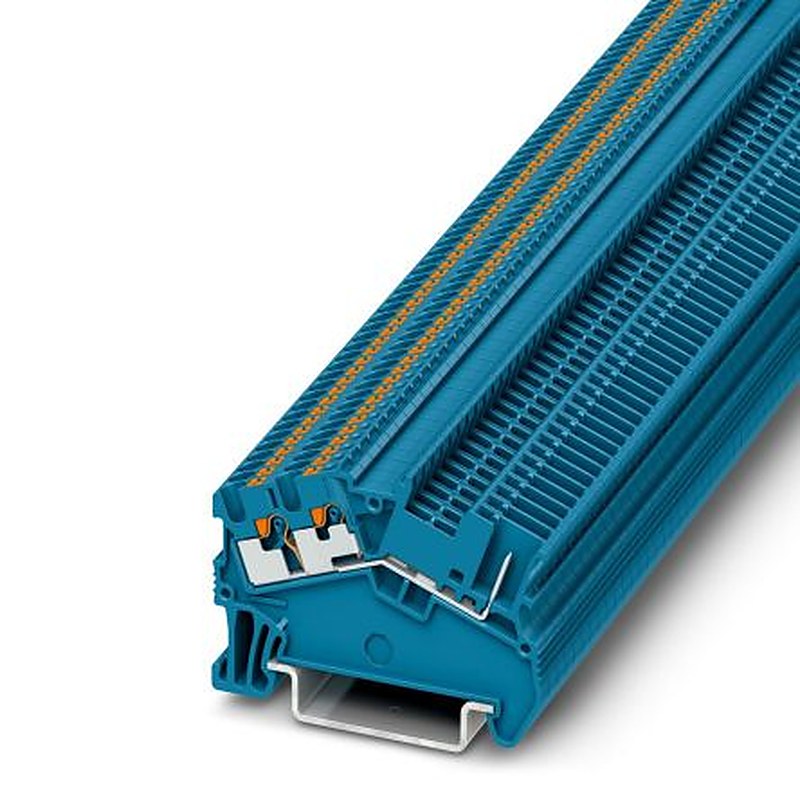 Phoenix Contact 3214712 PTS 1.5/S-TWIN/1P BU Series Feed Through Terminal Block Blue, 0.14mm², 1.5 mm², 1-Level, Push-in