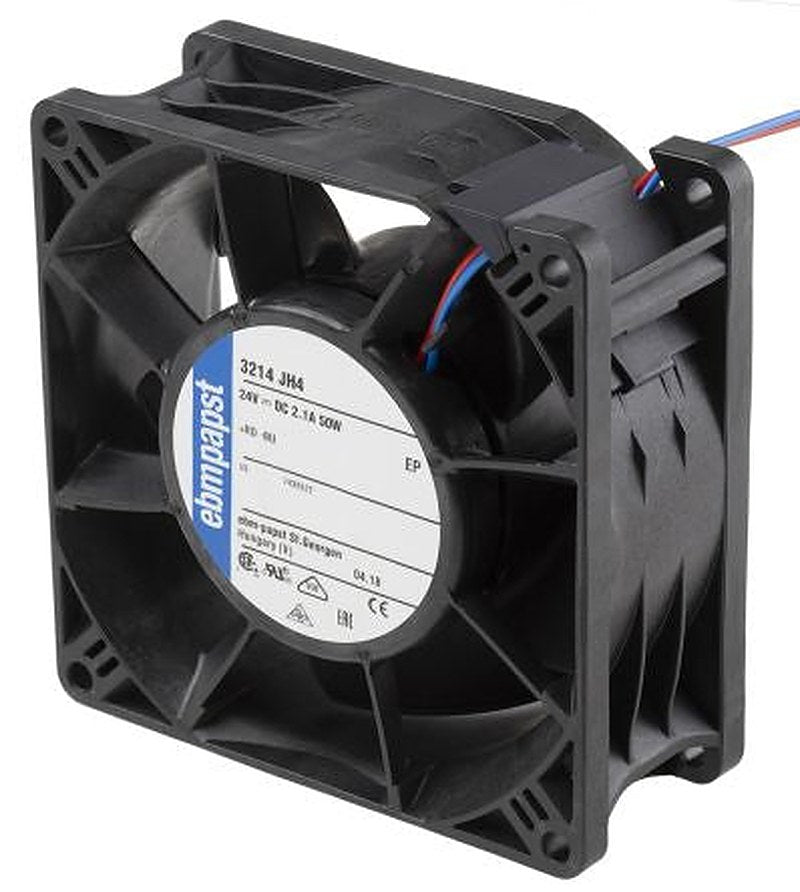 ebm-papst 3200 J - S-Force Series Axial Fan, 24V dc, 280 m³/h, 50 W, IP68 92 mm 92mm 38 mm