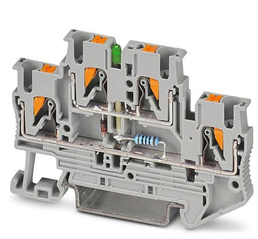 Phoenix Contact 3215042 PTTB 2.5-ILA 100 Series Double Level Terminal Block Grey, 0.14mm², 4 mm², 2-Level, Push-in